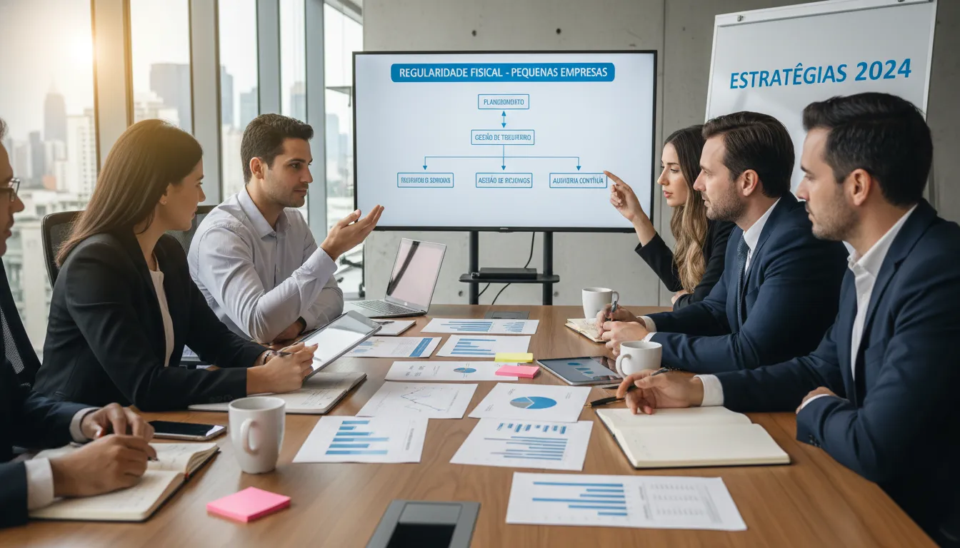 Profissionais de contabilidade elaborando estratégias para evitar exclusão fiscal em ambiente corporativo.