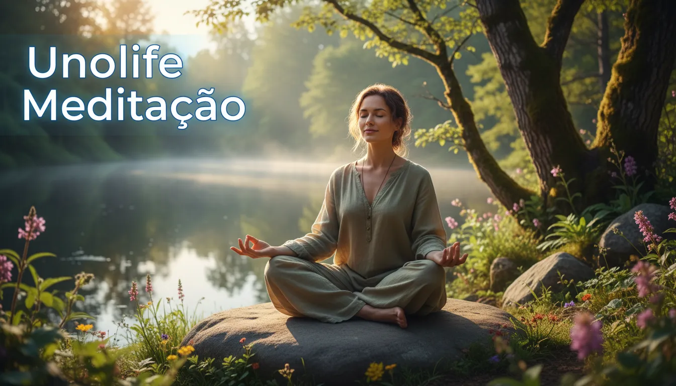 Cena de meditação para combater o burnout, com foco em bem-estar mental e apoio da Unolife.