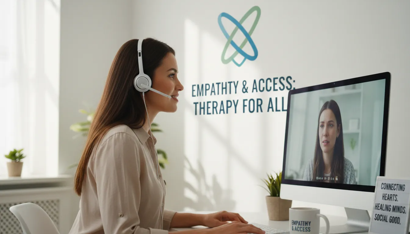 Terapeuta online oferece orientação empática com ênfase em valor social e acessibilidade.