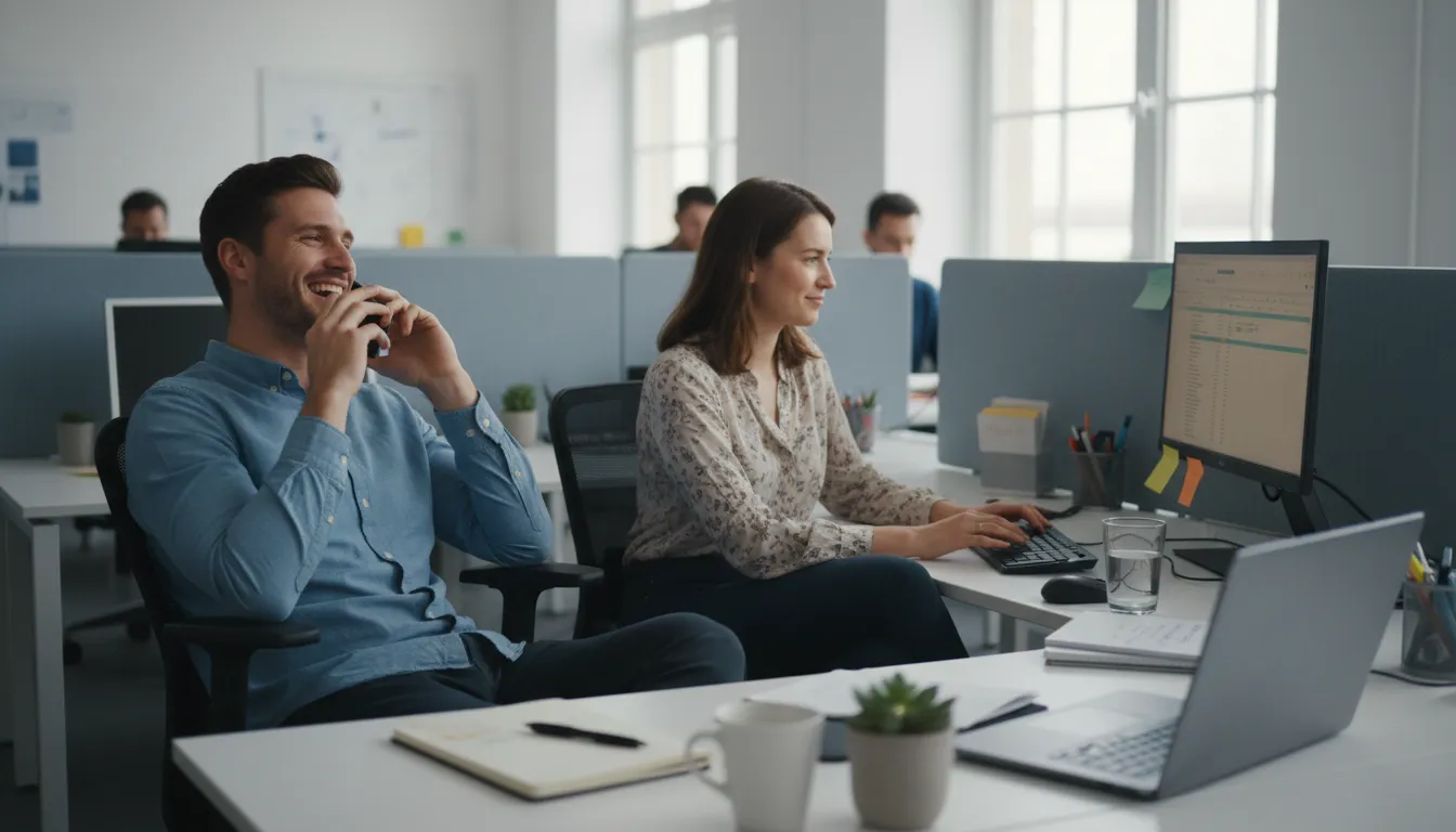 Trabalhadores atuando de forma informal em ambiente de escritório brasileiro.