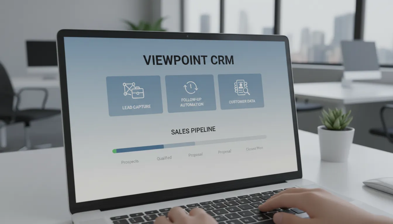 Tela de laptop mostrando um CRM da Viewpoint, representando como um pipeline pode transformar vendas com gestão de leads.