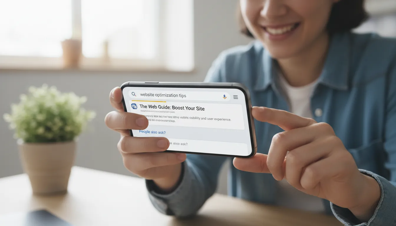 Usuário pesquisando no Google pelo smartphone: resultados demonstram impacto do Google Web Guide: no SEO.