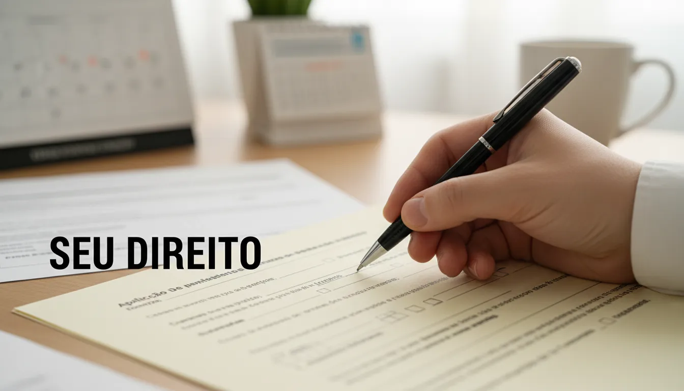 Mão preenchendo formulário de aposentadoria, representando o processo da revisão da vida toda.