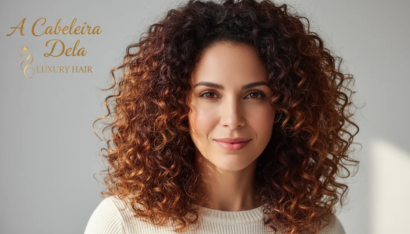 Mulher sorrindo com cabelo super saudável e brilhante, resultado de uma rotina equilibrada com óleo capilar.