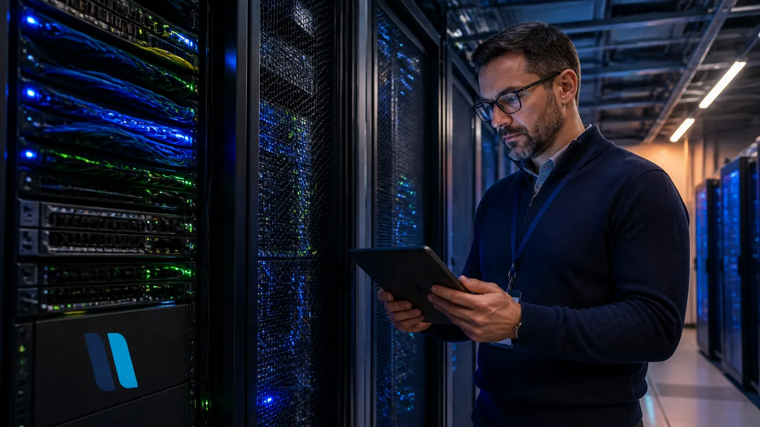 Servidores corporativos garantindo backup contínuo de arquivos XML e estabilidade na nfse nacional.