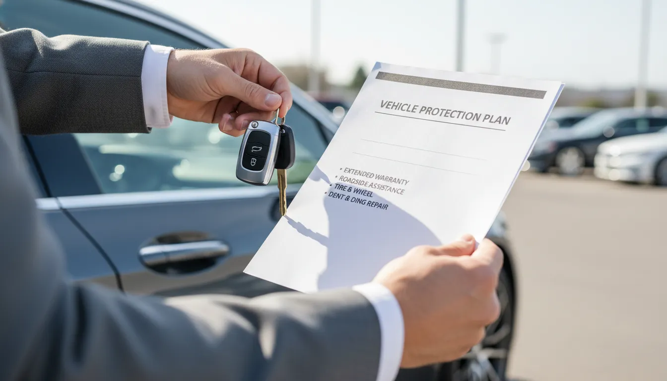 Pessoa segura chave de carro e documento mostrando coberturas de proteção veicular, demonstrando confiança