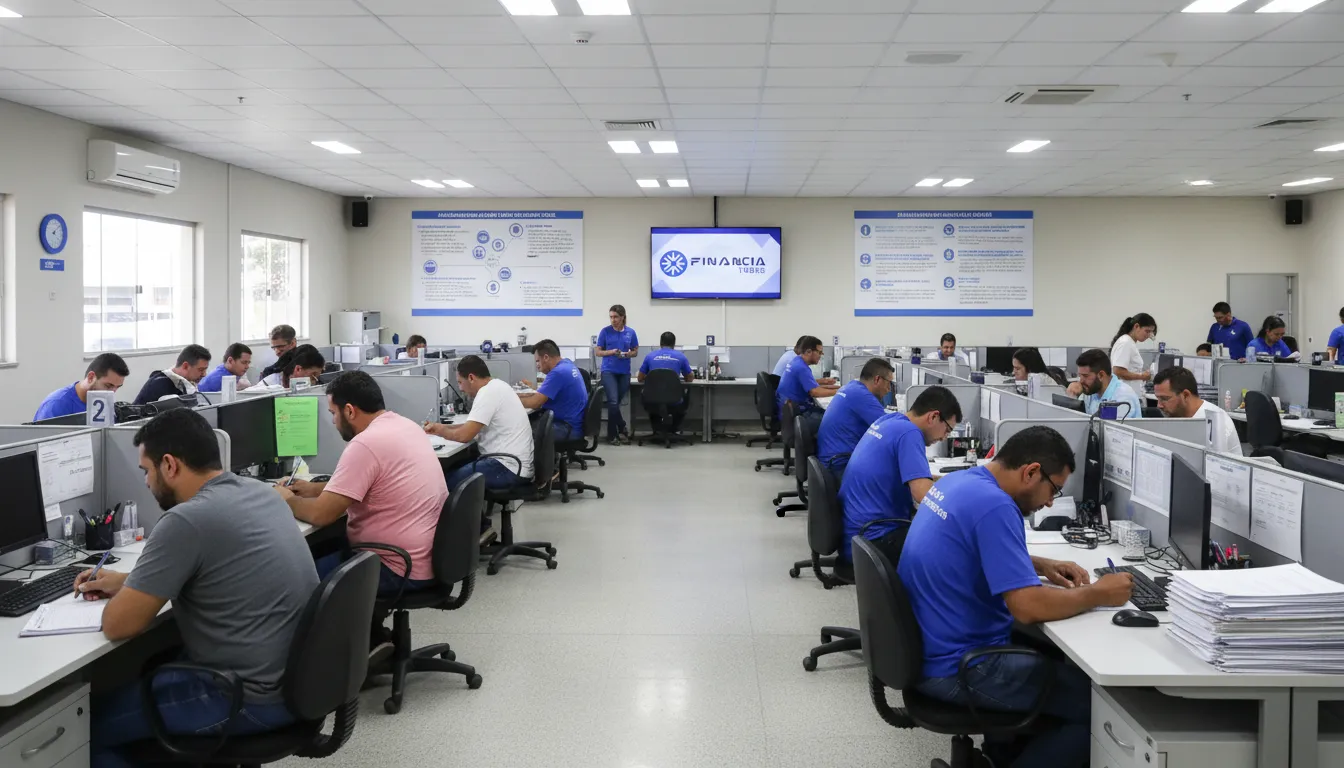 Caminhoneiros em escritório governamental buscando informações e regularização da ANTT para obter benefícios.