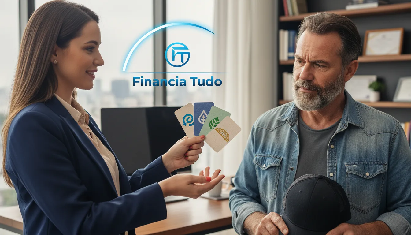 Consultor financeiro apresenta diversas opções de financiamento de caminhão usado, com rede ampla de bancos parceiros.