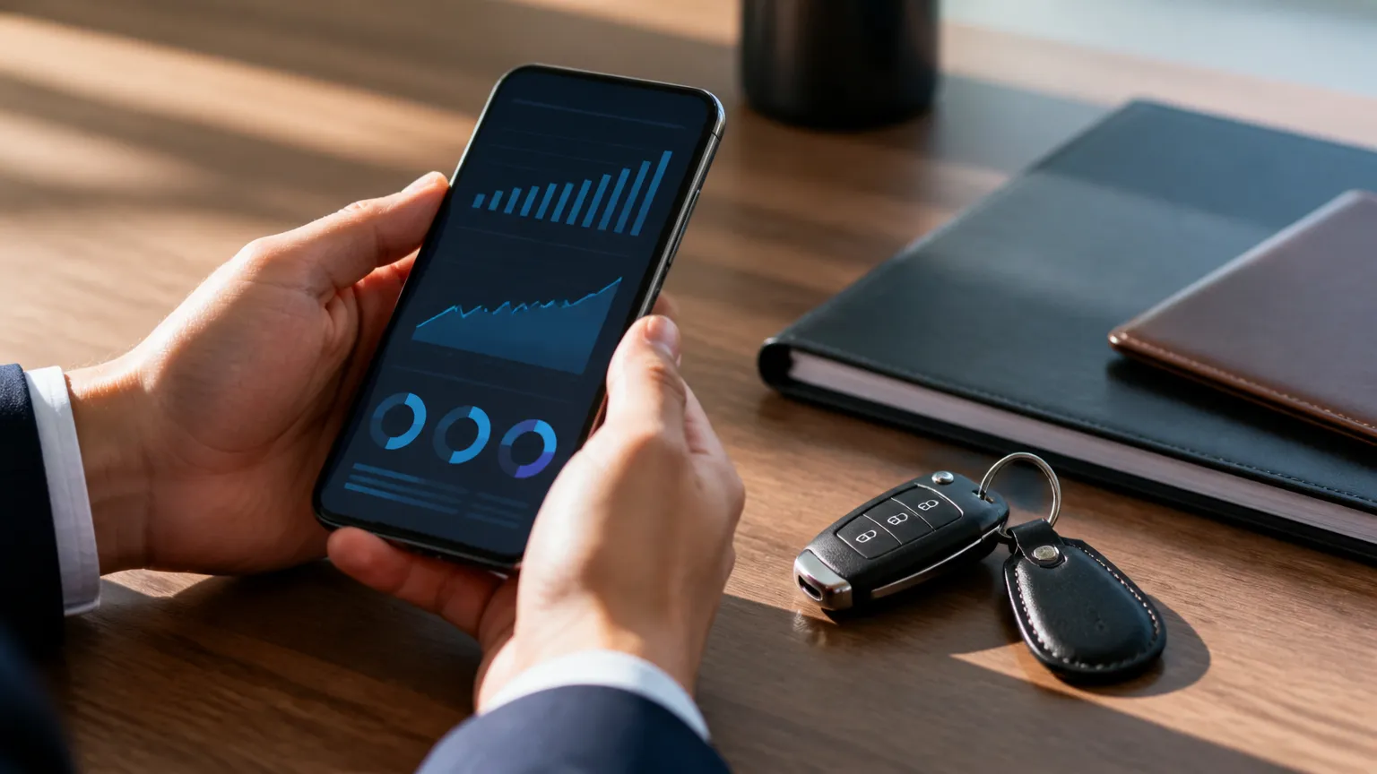 Consulta digital analisando o valor do carro para operação de crédito e empréstimo.
