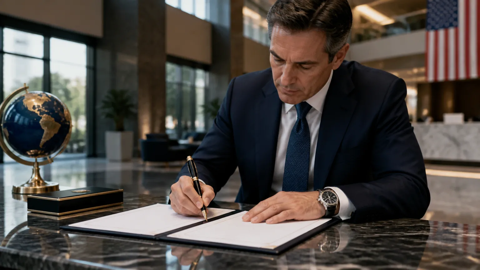 Assinatura de contratos para abertura de subsidiária com visto L1 nos Estados Unidos.