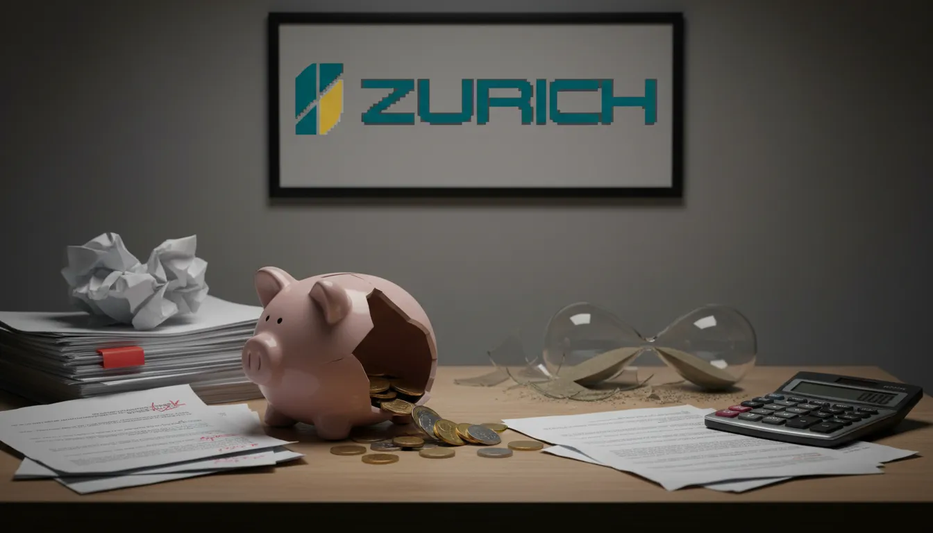 Metáfora visual de um cofrinho quebrado com moedas espalhadas, representando as consequências financeiras da rescisão de contrato.