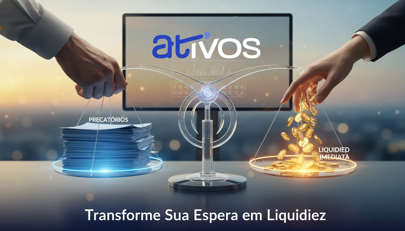 Mãos de credor e broker se unindo digitalmente para o pagamento de precatórios 2025, transformando a espera em liquidez imediata.