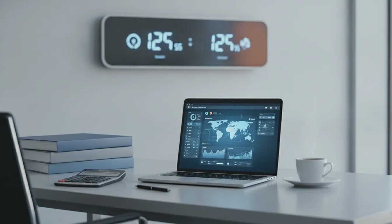 Mesa de escritório com laptop e documentos, simbolizando gestão de transfer pricing Brasil EUA regras.