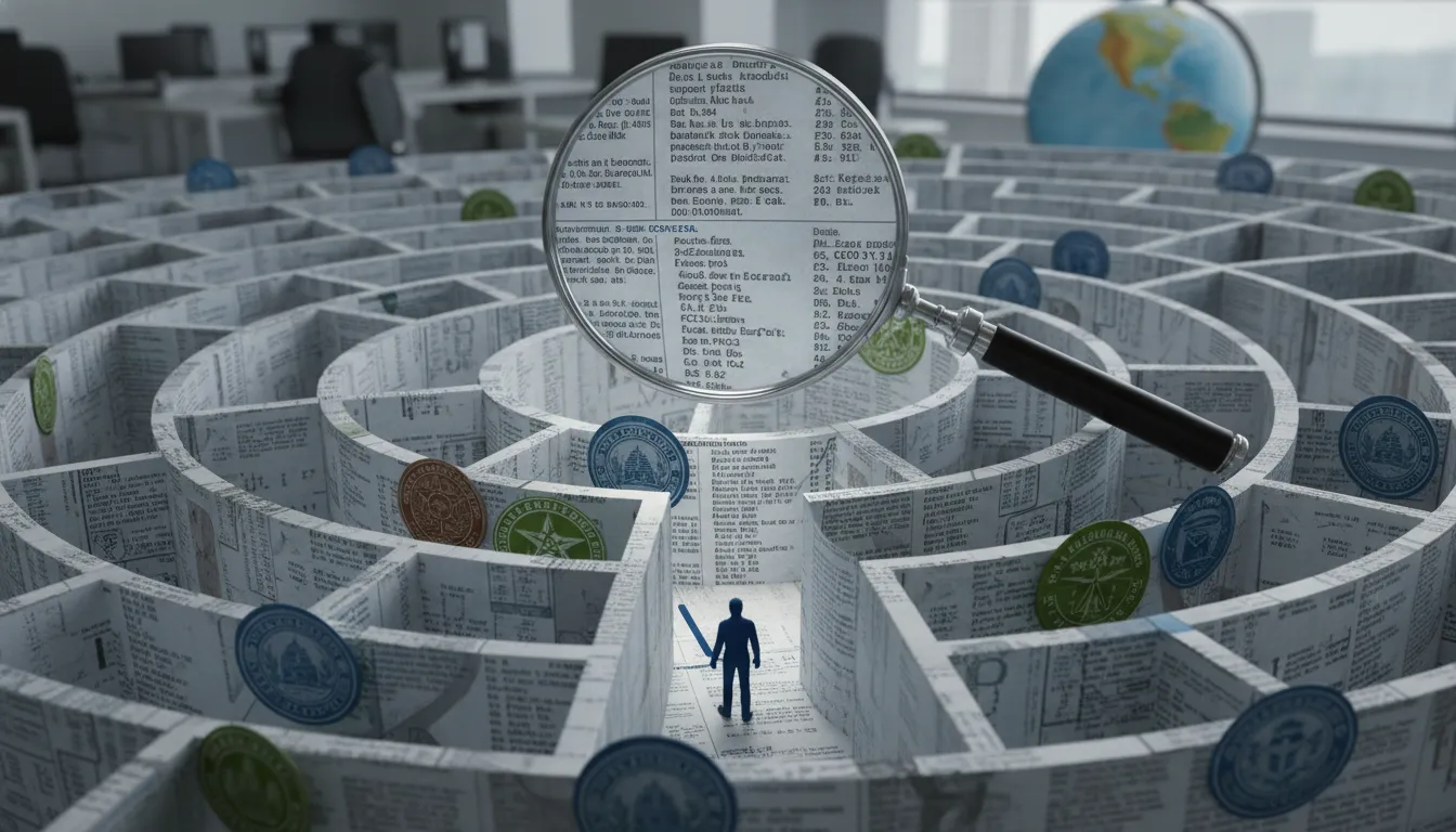 Labyrinthe juridique fiscal, représentant les défis de la résidence fiscale au Brésil et solutions.