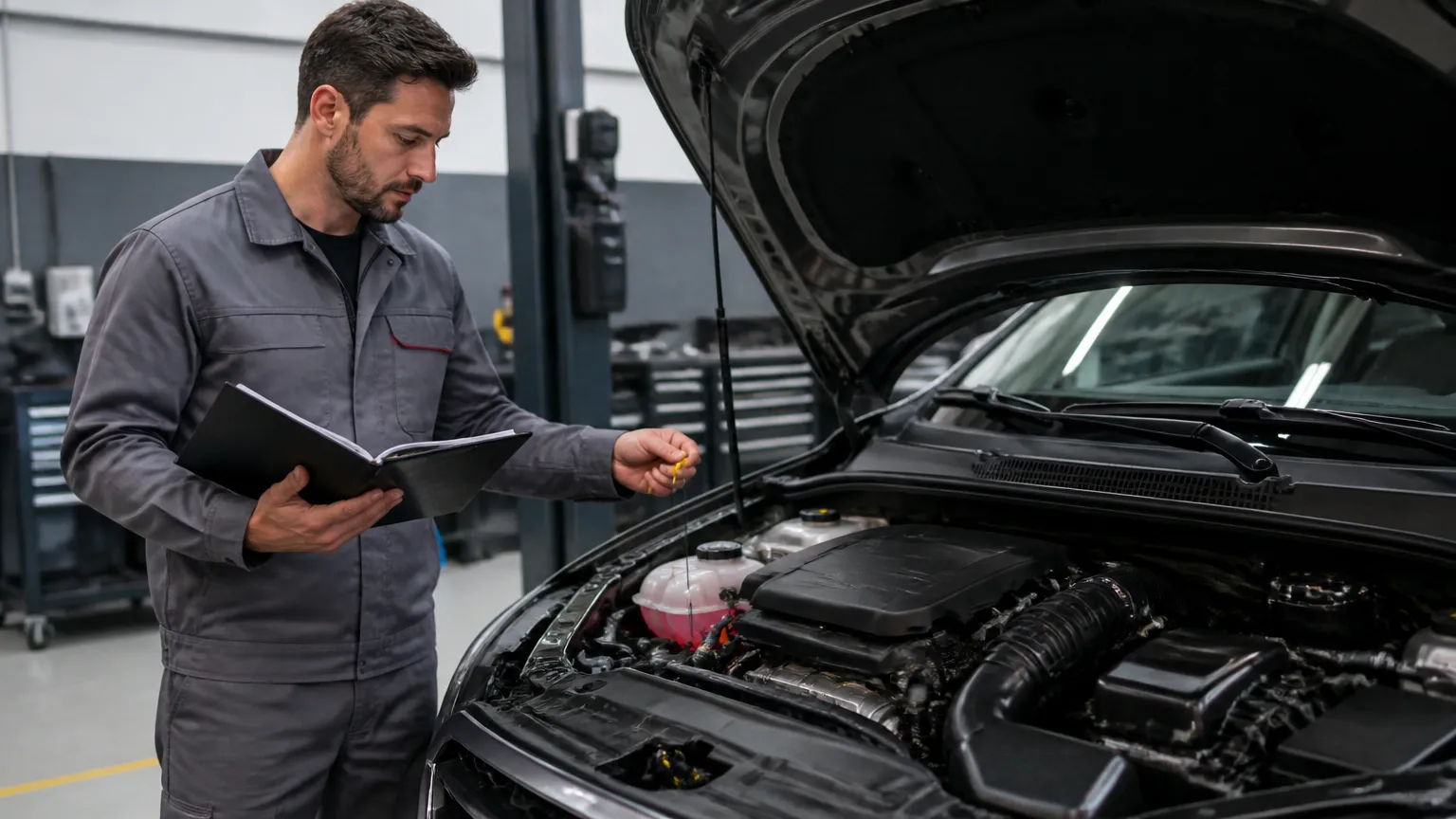 Motor conservado e revisões comprovando o que influencia o preço de um carro usado.