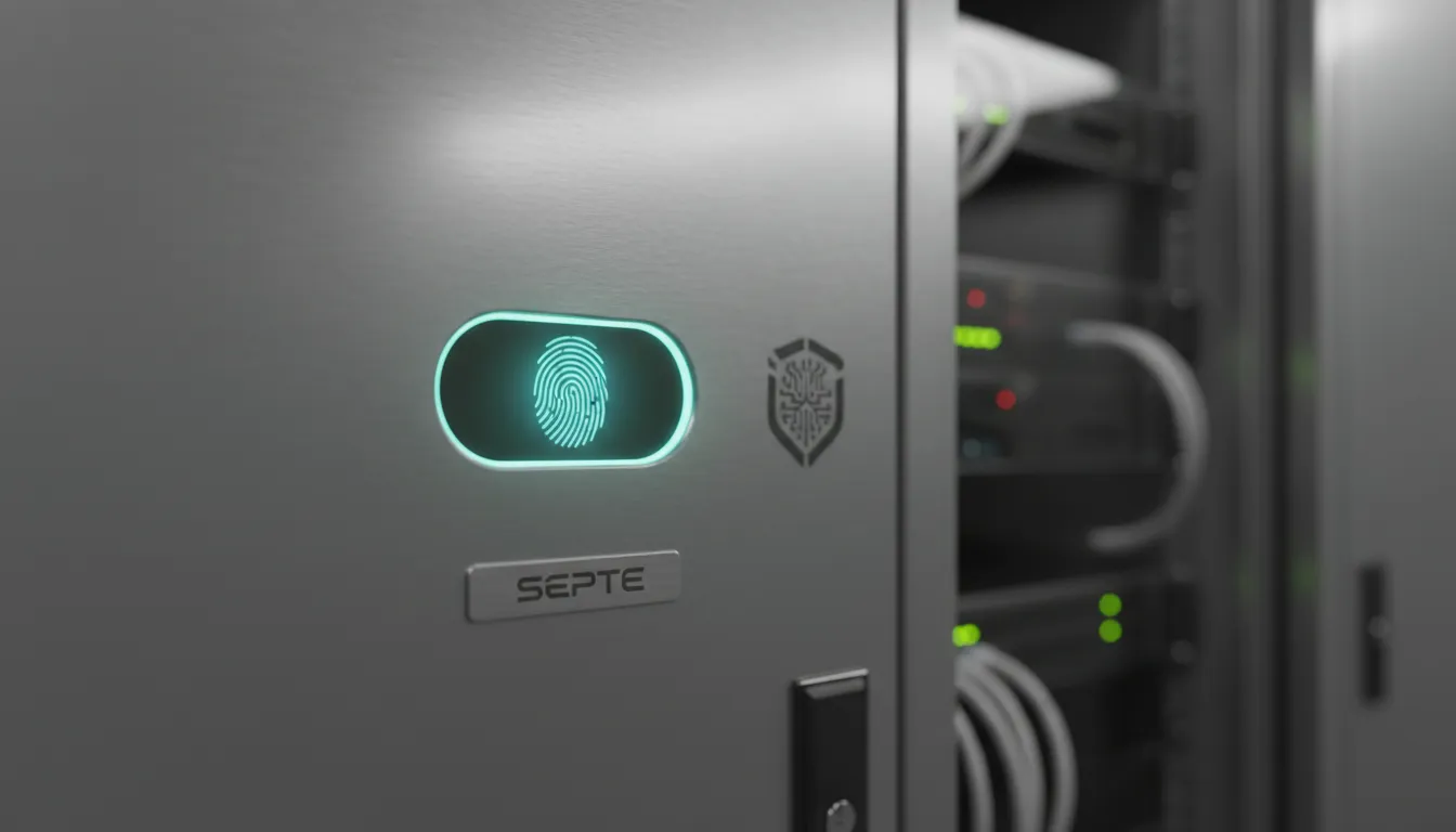 Controle de acesso físico em data center, representando as camadas de segurança que protegem a infraestrutura de dados corporativos.