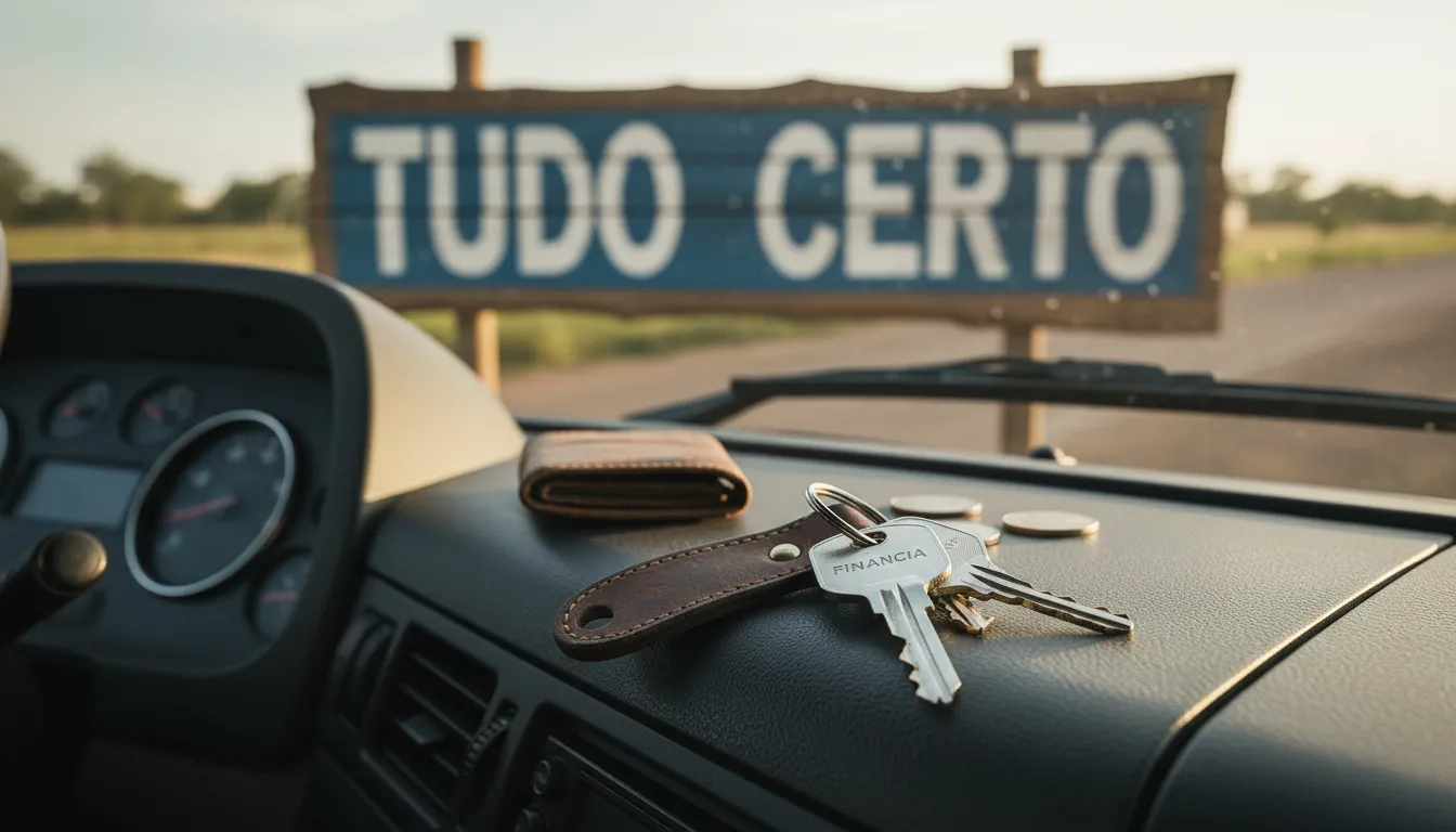 Close de um painel de caminhão com chaves, simbolizando propriedade e liberdade financeira após quitar o caminhão com a ajuda da Financia Tudo.