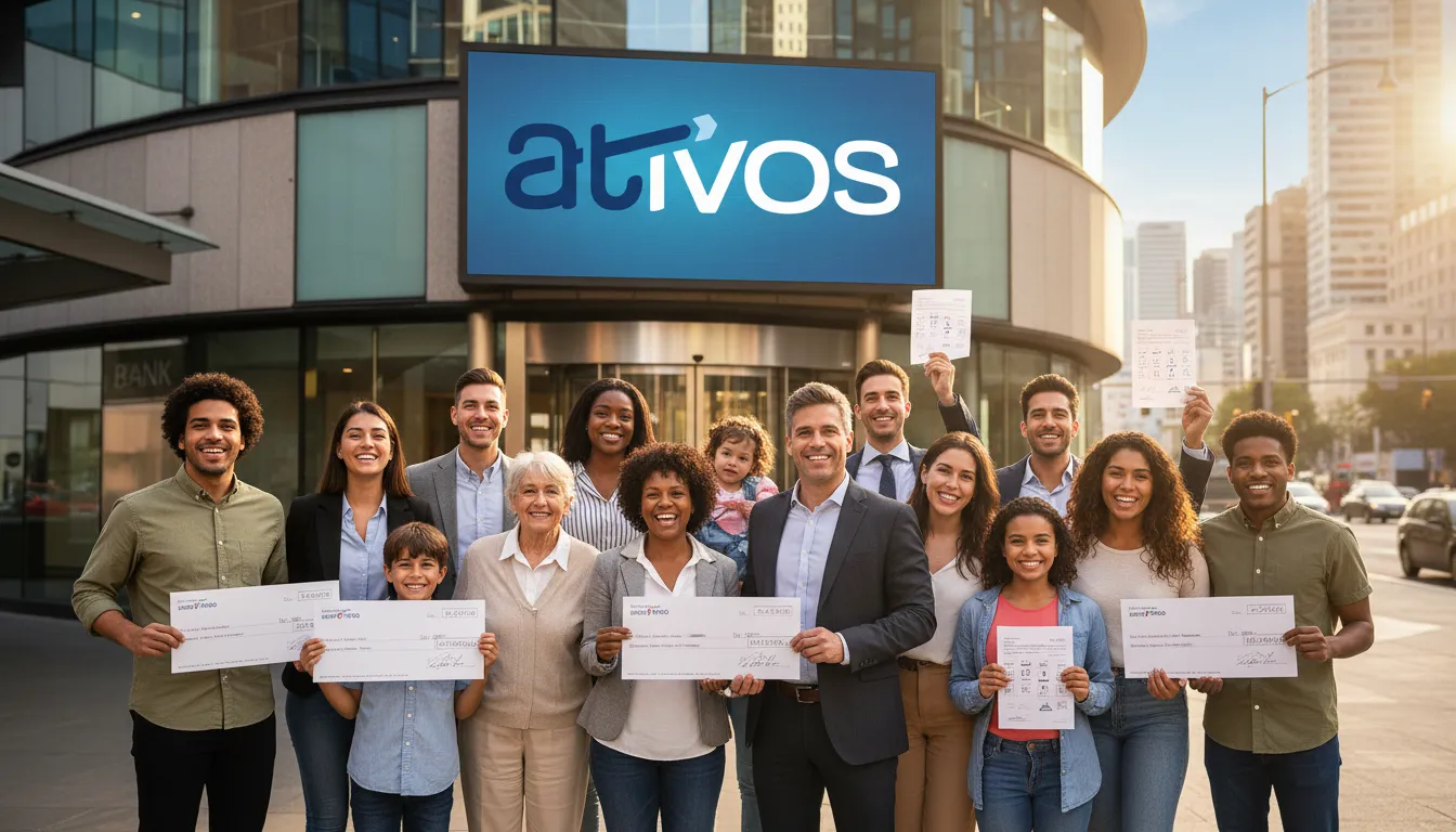 Pessoas celebram recebimento, representando o que é precatório pago e a solução de pendências financeiras.