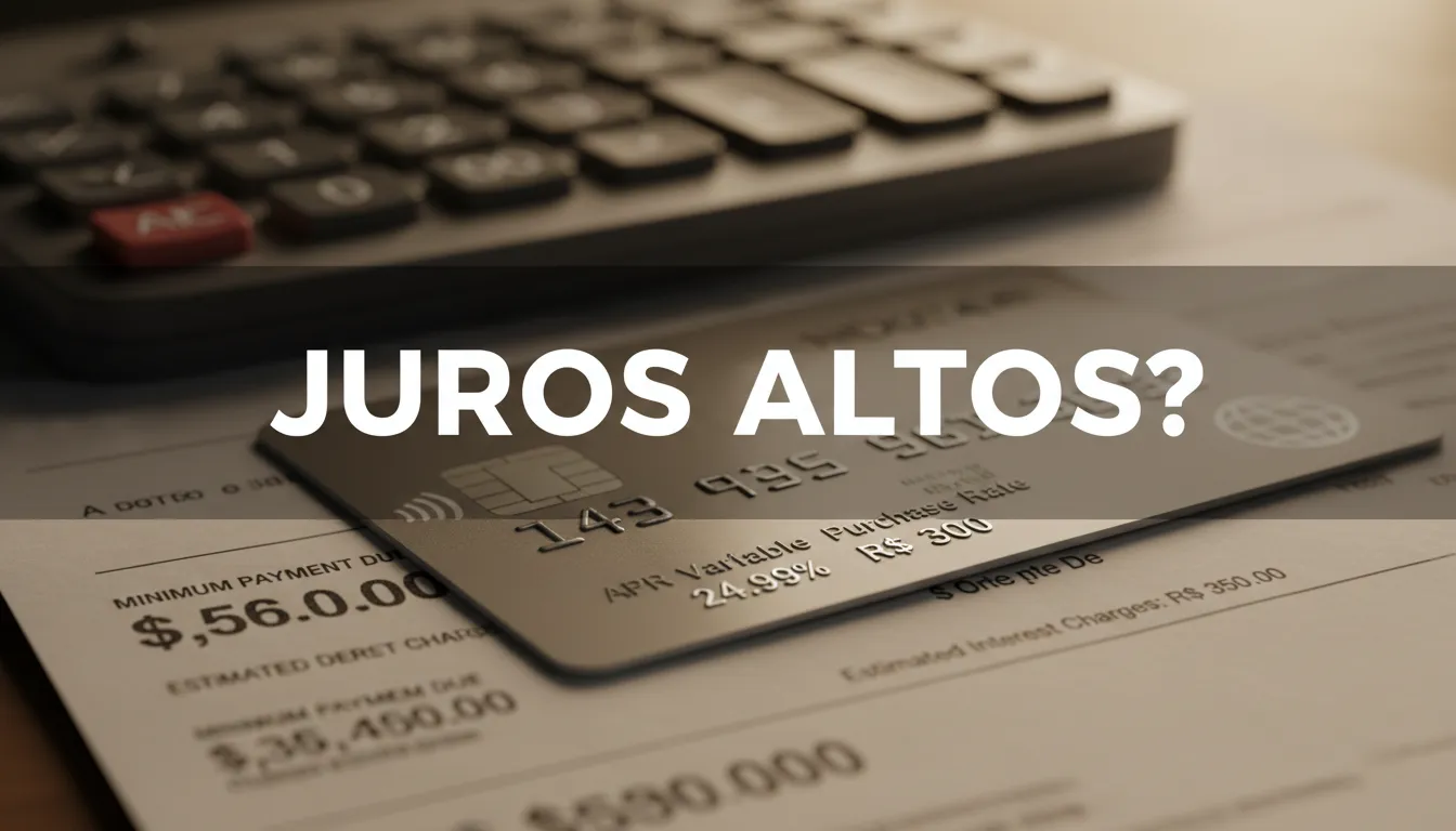 Close-up de um cartão de crédito e uma fatura, destacando a questão dos juros ao pagar boleto com cartão de crédito.