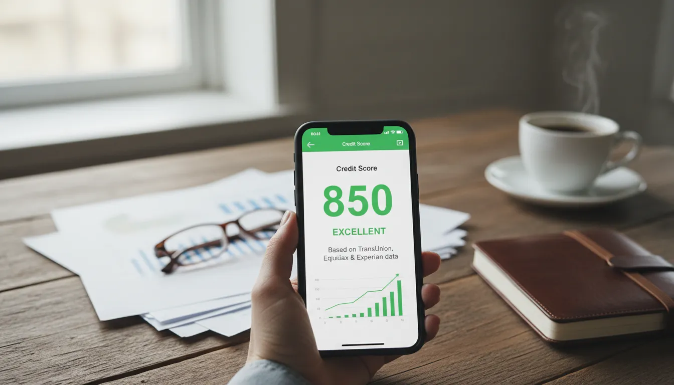 Pessoa conferindo pontuação de crédito em um aplicativo de celular