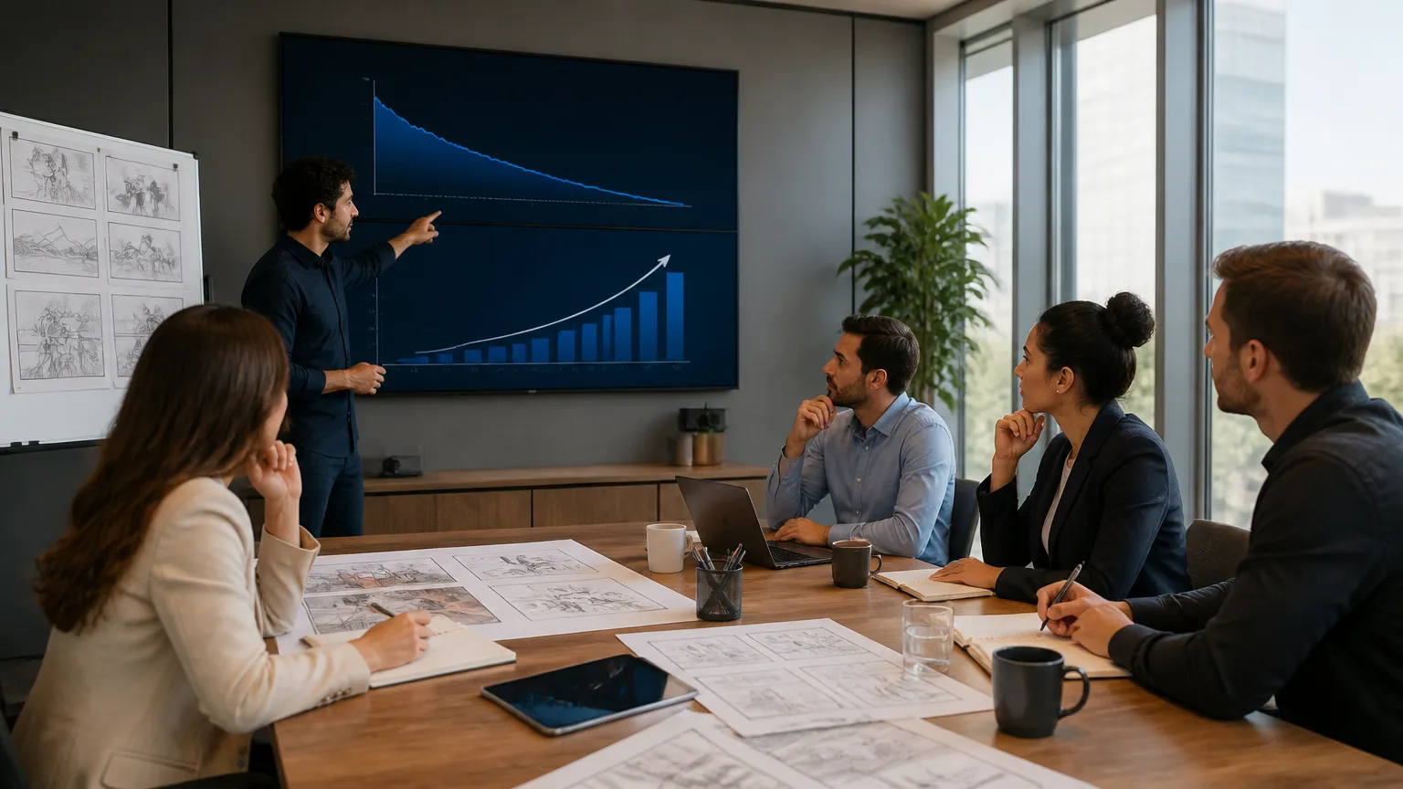 Planejamento e roteirização estratégica de produção audiovisual para negócios.