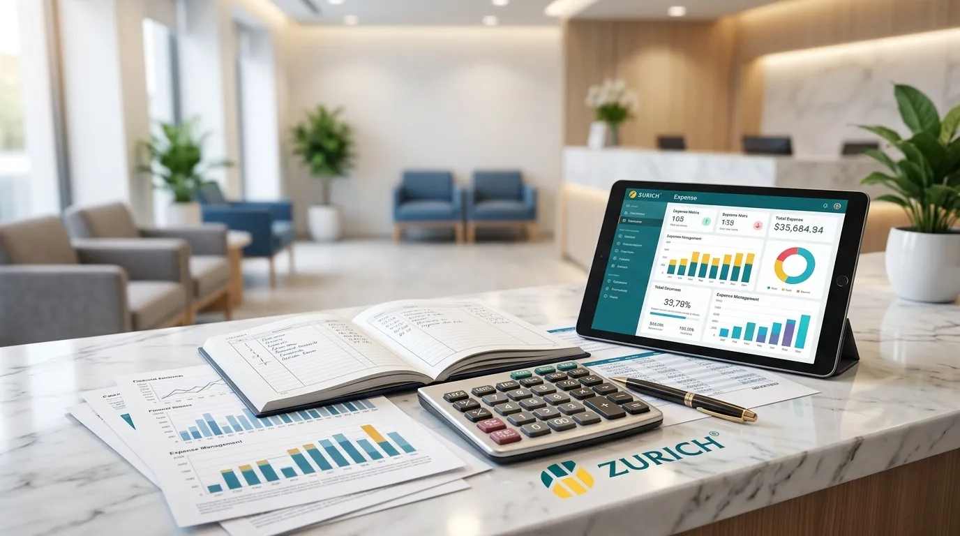Gestão financeira e contabilidade para clínicas médicas com planilhas e calculadora.