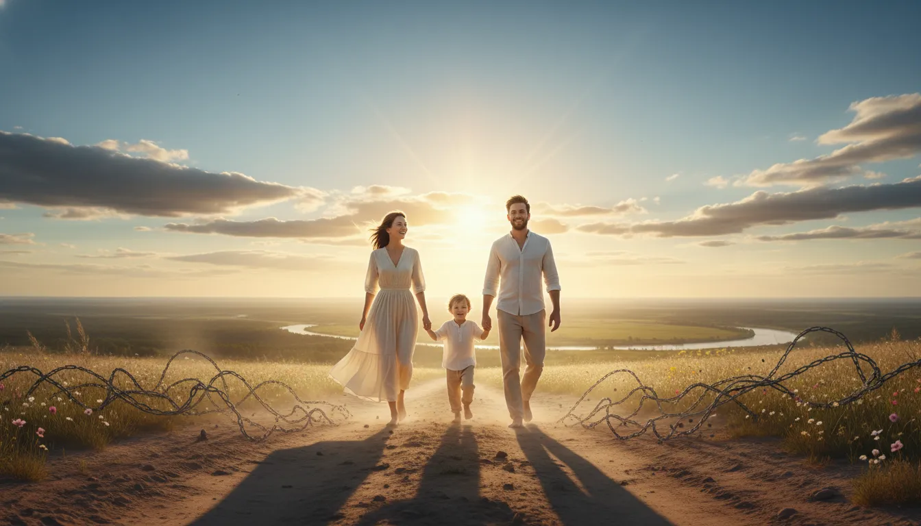 Pessoa caminhando livre, simbolizando a quebra de padrões familiares tóxicos e a construção de novas relações familiares.