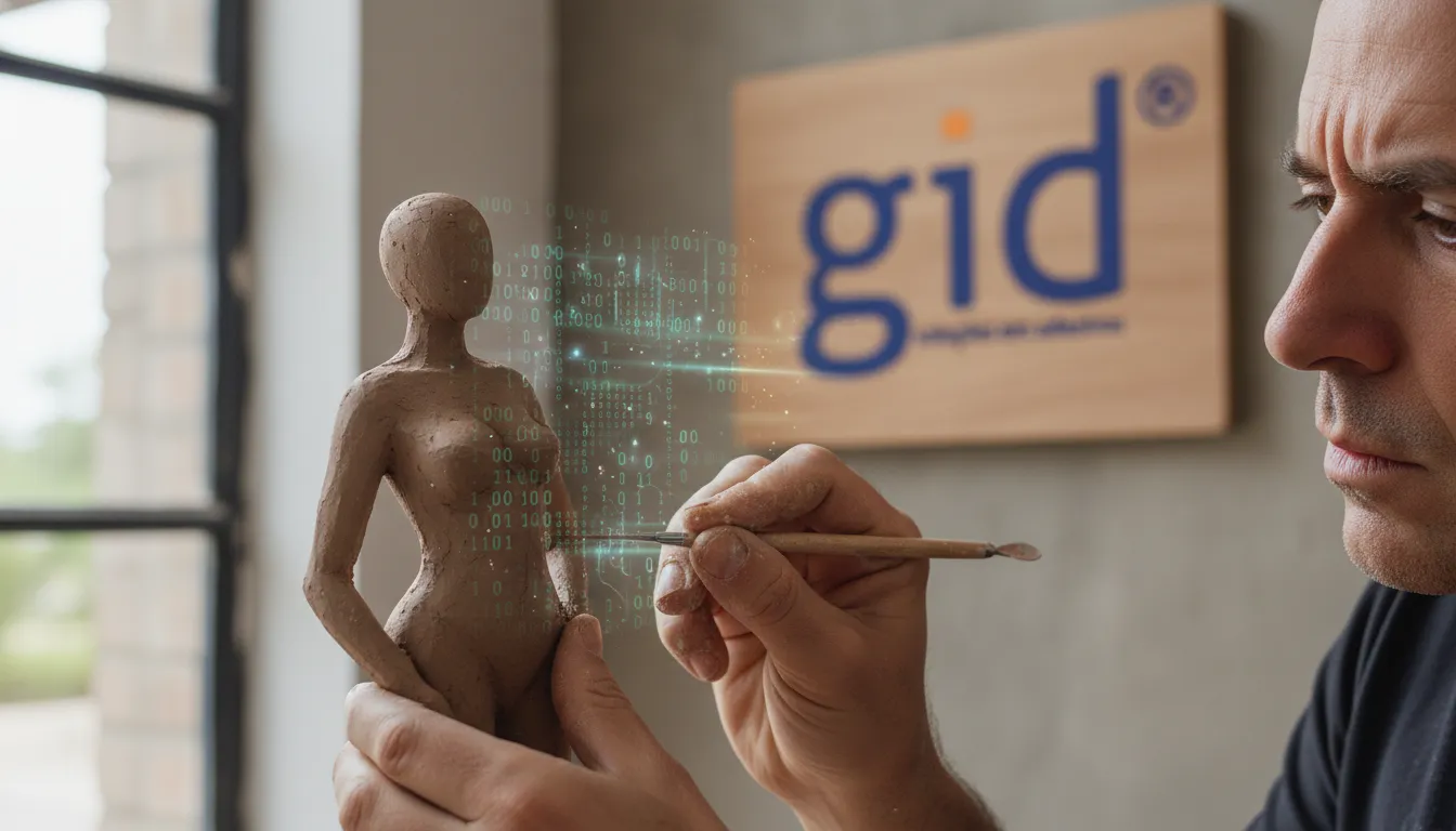 Ilustra a ascensão do conteúdo gerado, equilibrando autenticidade humana e eficiência com inovação digital.