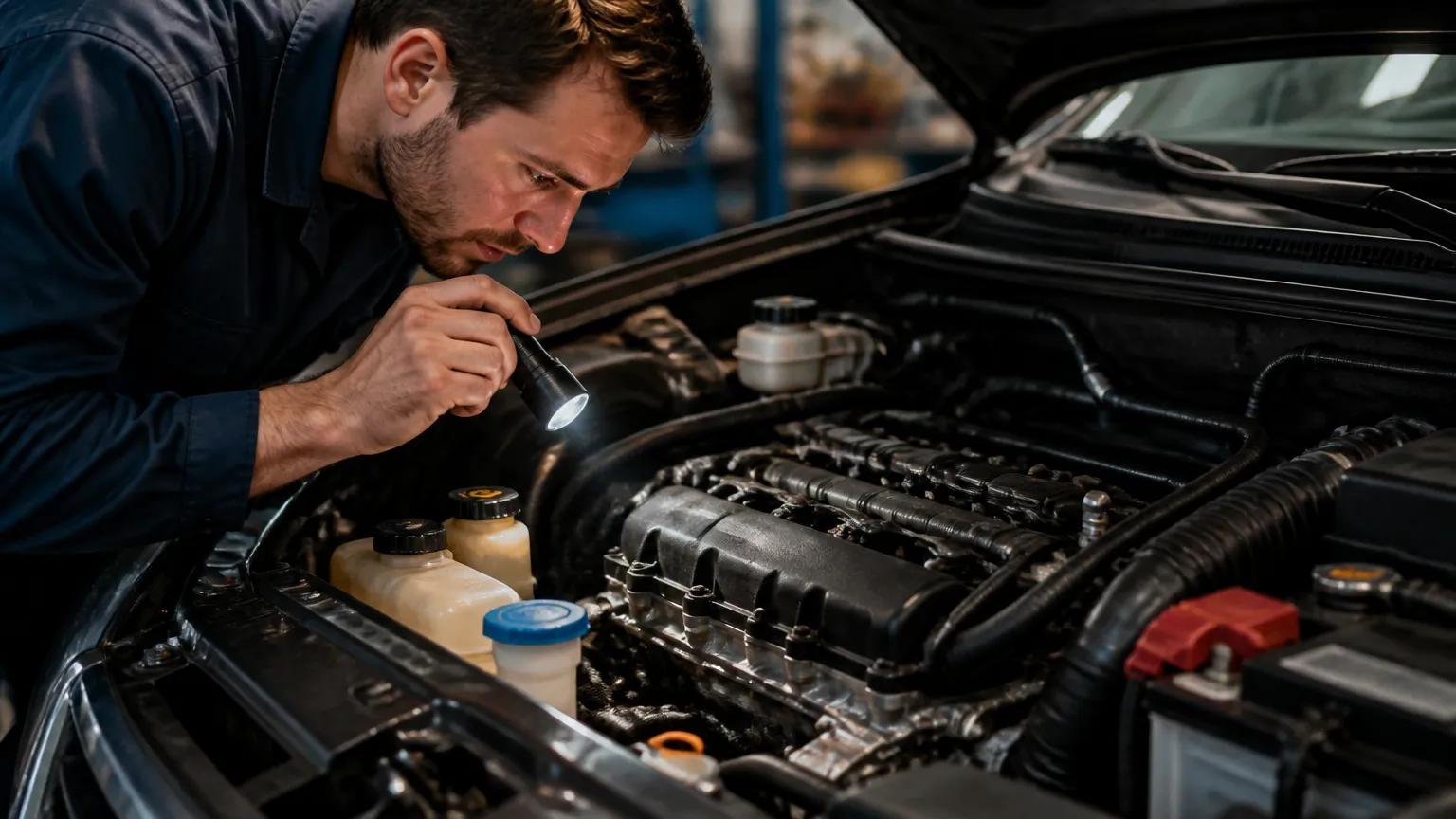 Checagem do motor na preparação do veículo para vistoria veicular