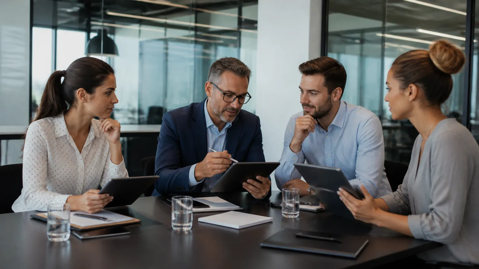 Equipe comercial alinhando processos para melhorar produtividade na empresa.