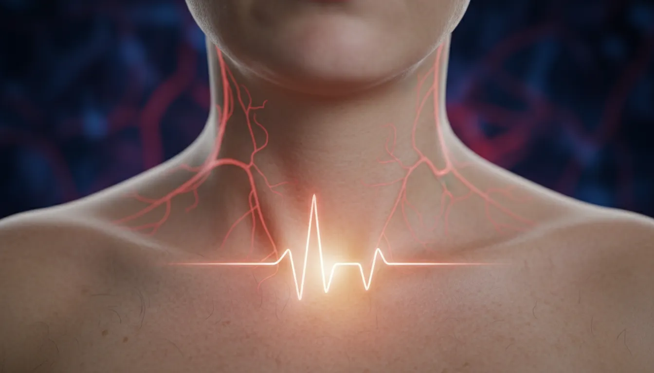 Detalhe do corpo humano mostrando como a ansiedade aumenta a pressão e a frequência cardíaca em momentos de crise.