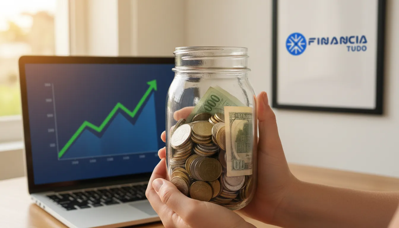 Mãos segurando um pote de vidro com dinheiro, simbolizando economia e os benefícios da quitação antecipada de empréstimo.