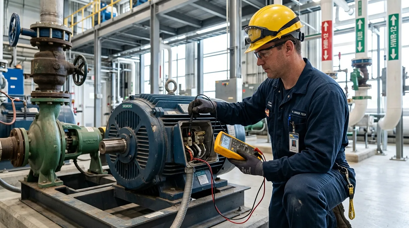 Técnico realizando manutenção preventiva focada em gestão de ativos e disponibilidade de máquinas.