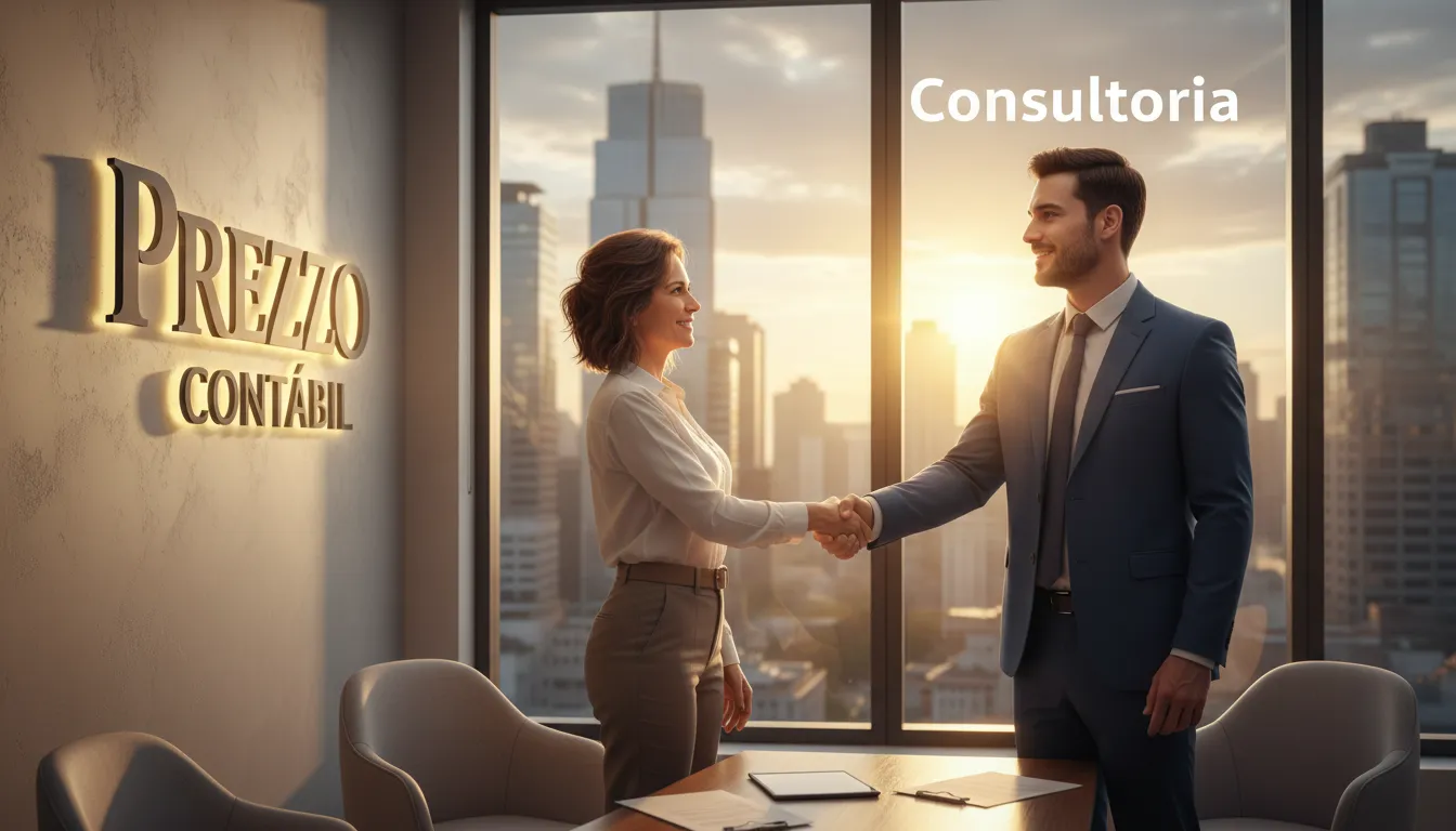 Um empresário sorrindo e apertando a mão de um consultor da Prezzo Contábil, transmitindo segurança financeira. Saiba como pagar menos impostos com nossa consultoria.