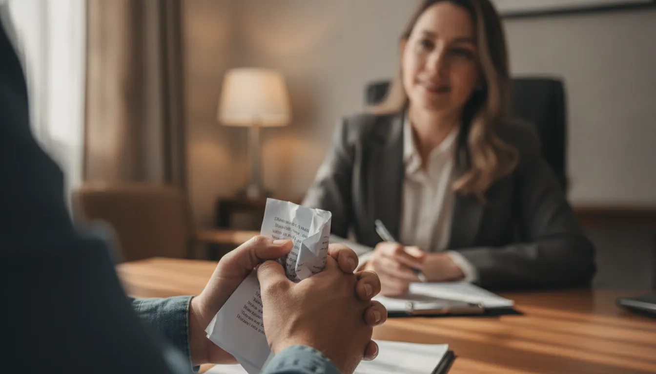 Advogado em Poá ouve cliente preocupado com plano de saúde, oferecendo suporte jurídico personalizado.