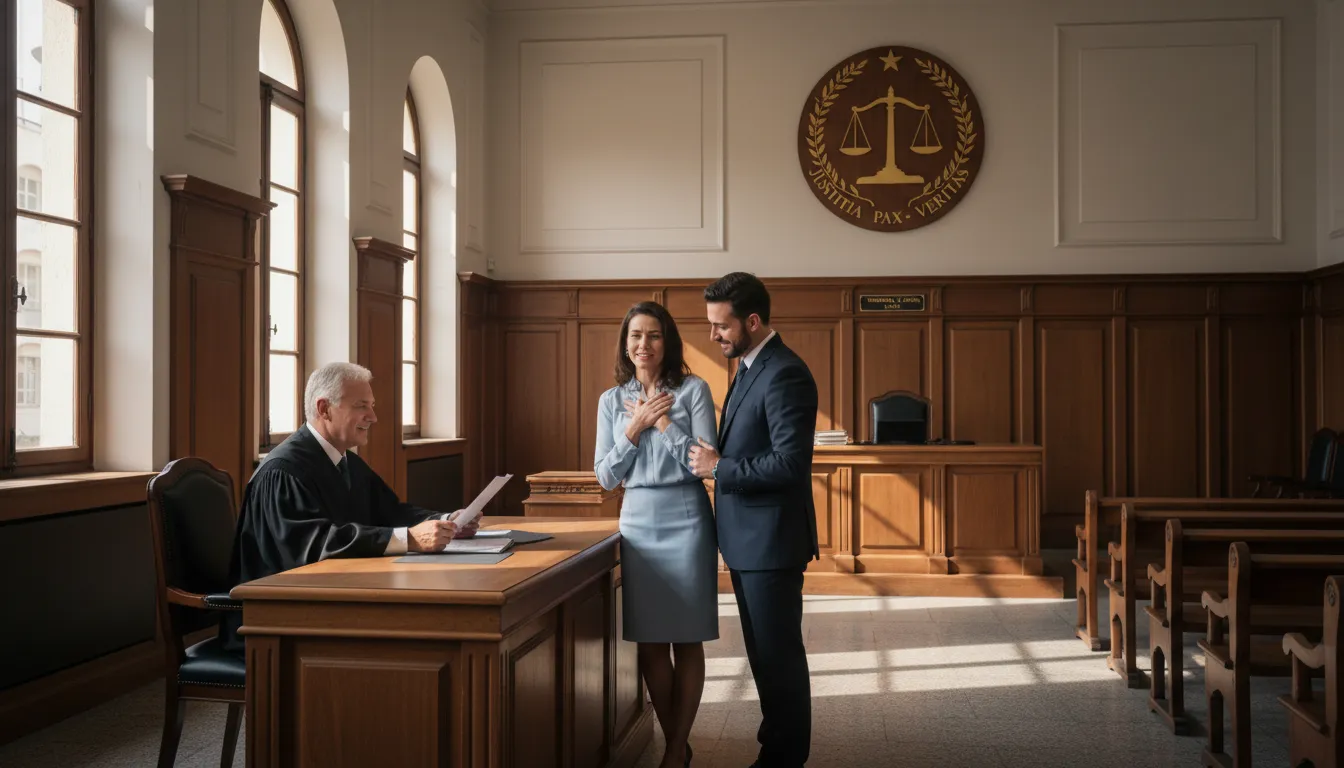 Documento de antecedentes criminais sendo carimbado como reabilitado por advogado