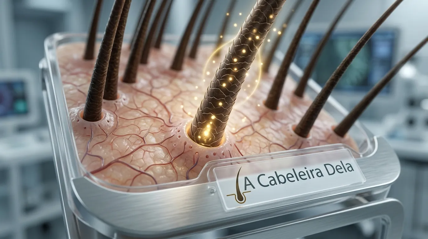Estrutura do folículo e fibra capilar nutrida com colágeno cabelo.