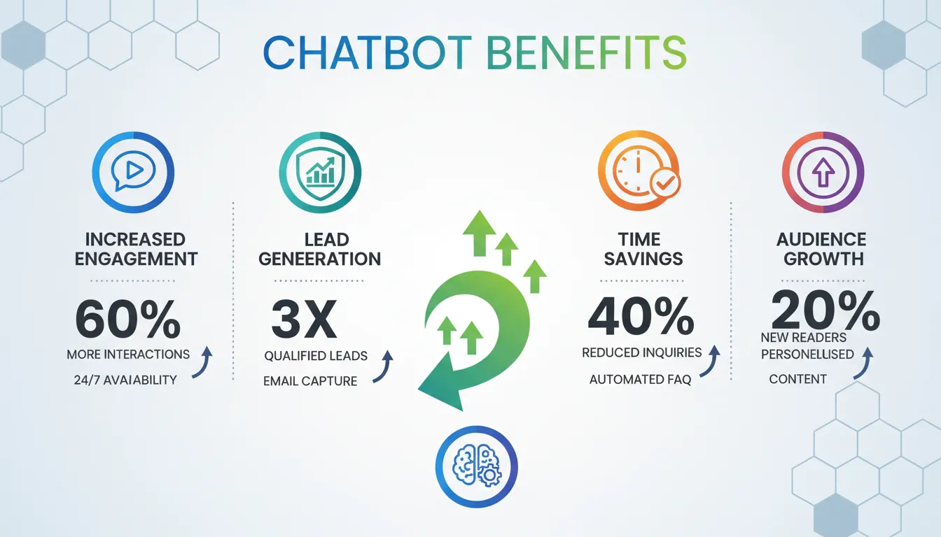 An infographic illustrating the advantages of using chatbots in blogging.