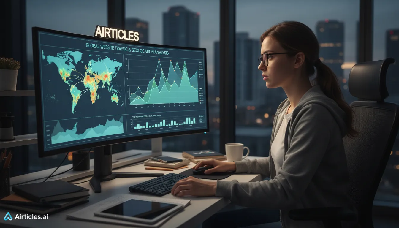 Análise de dados de tráfego web correlacionados com localizações geográficas, uma etapa crucial na otimização de ia para campanhas de marketing digital.