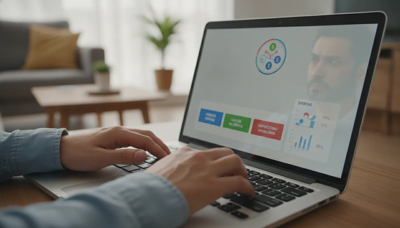 Pessoa pesquisa online opções de entrada para financiamento imobiliário em plataforma digital.