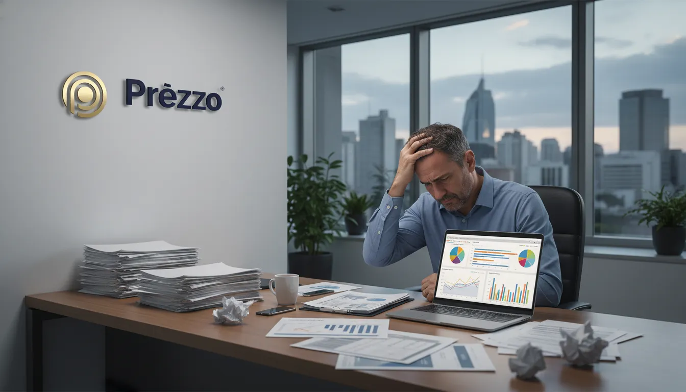 Médico estressado analisando a Contabilidade para Clínicas Médicas em São Paulo, em um escritório moderno, 2026.