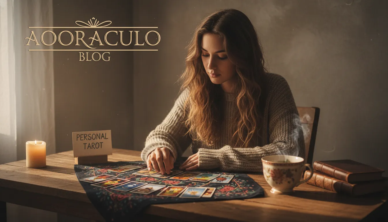 Pessoa analisando uma tiragem de tarot em um ambiente aconchegante, mostrando como o tarot pode revolucionar a vida pessoal. Aooraculo Blog.