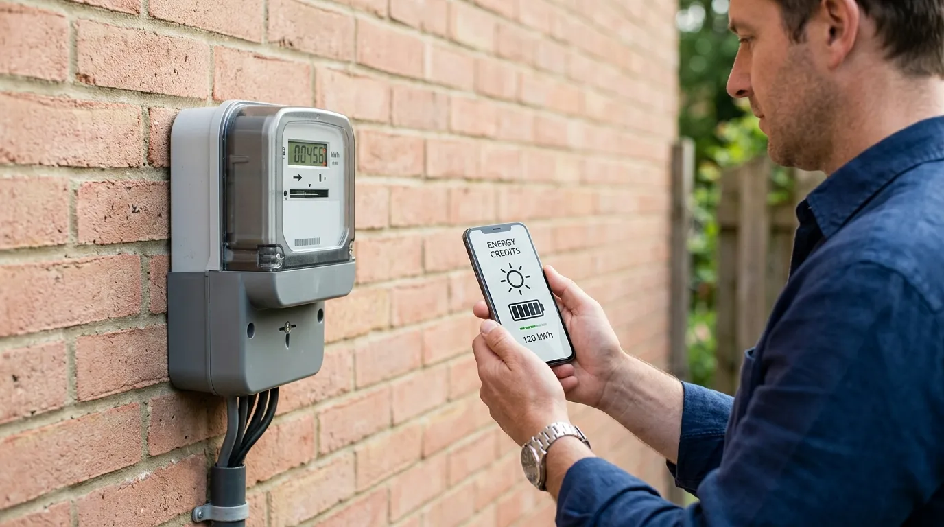 Monitoramento de créditos de energia solar não utilizados através de medidor inteligente e aplicativo.