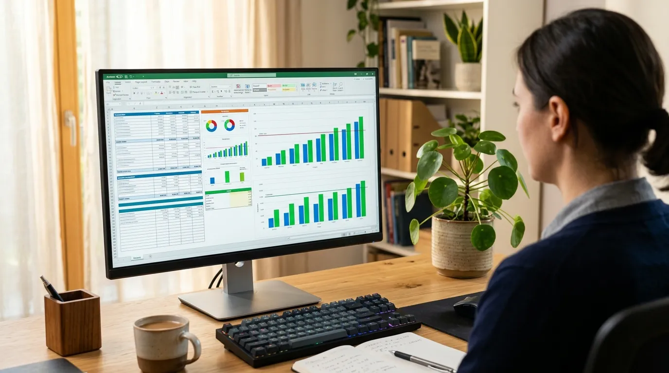 Planilha financeira com gráficos mostrando teto e sublimite simples nacional para controle de faturamento de pme.