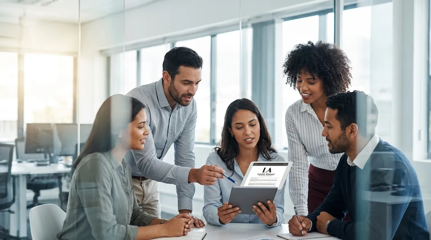 Equipe aplicando especialidades da contabilidade no departamento pessoal e gestão corporativa.