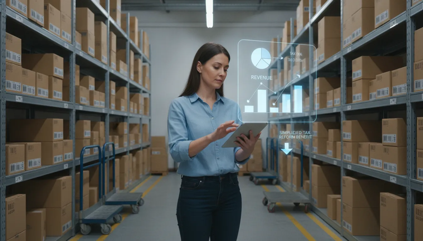 Empreendedor gerencia e-commerce, visualizando impacto Reforma Tributária Simples Nacional em interface digital.