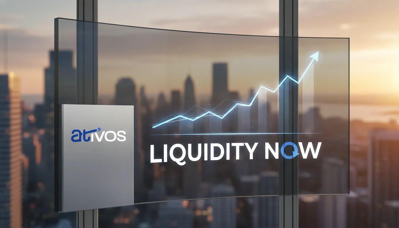 Interface digital com gráfico crescente e a frase 'Liquidez Agora', representando a solução para antecipar meu precatório.