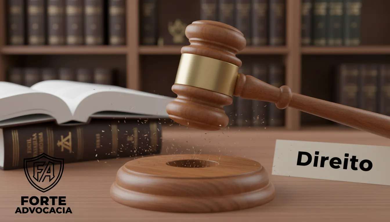 Um martelo de juiz em um tribunal, simbolizando as implicações legais relacionadas ao saque aniversário FGTS. Entenda seus direitos com o saque aniversário FGTS.