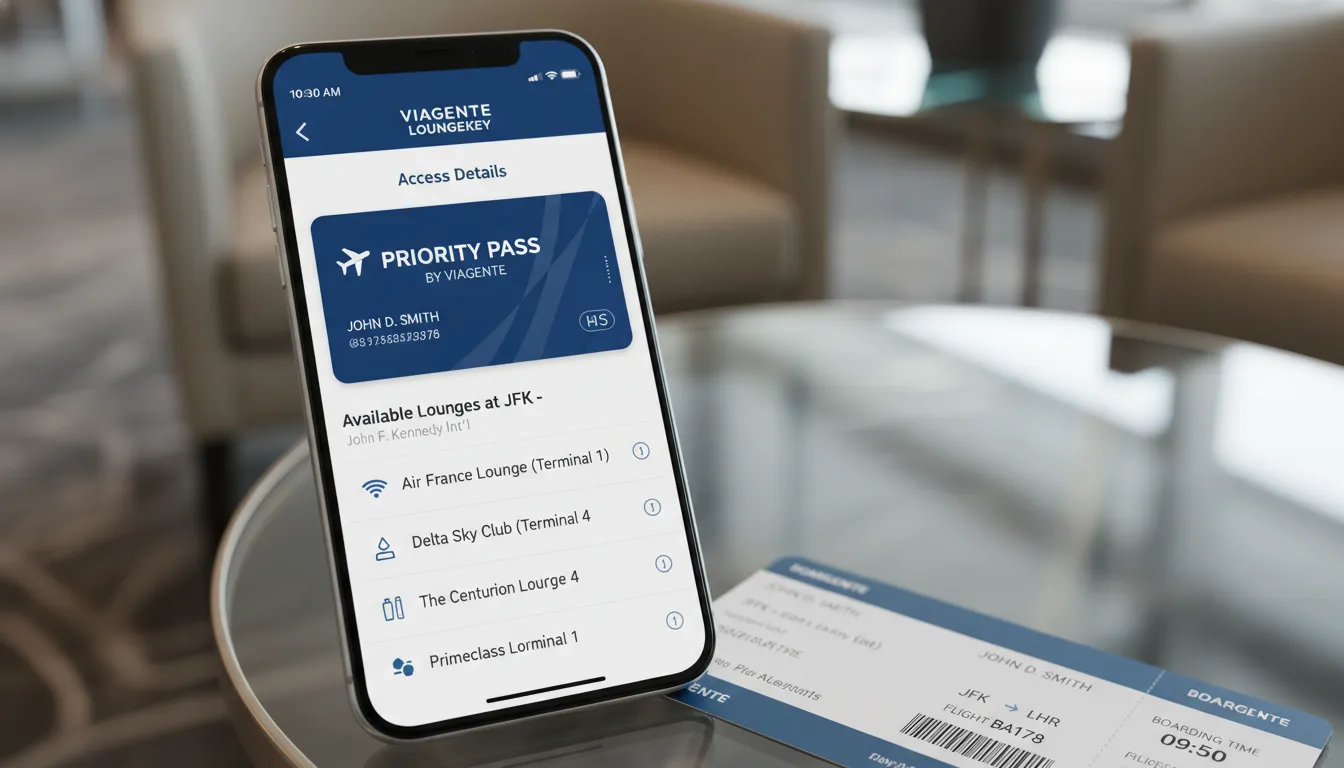 Família aproveitando os benefícios do acesso loungekey em um aeroporto, desfrutando de lanches e bebidas em um ambiente confortável.