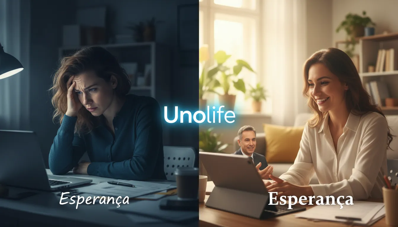 Transformação: mulher encontra esperança e apoio jurídico através de um advogado online da Unolife, superando a violência doméstica com assistência profissional.